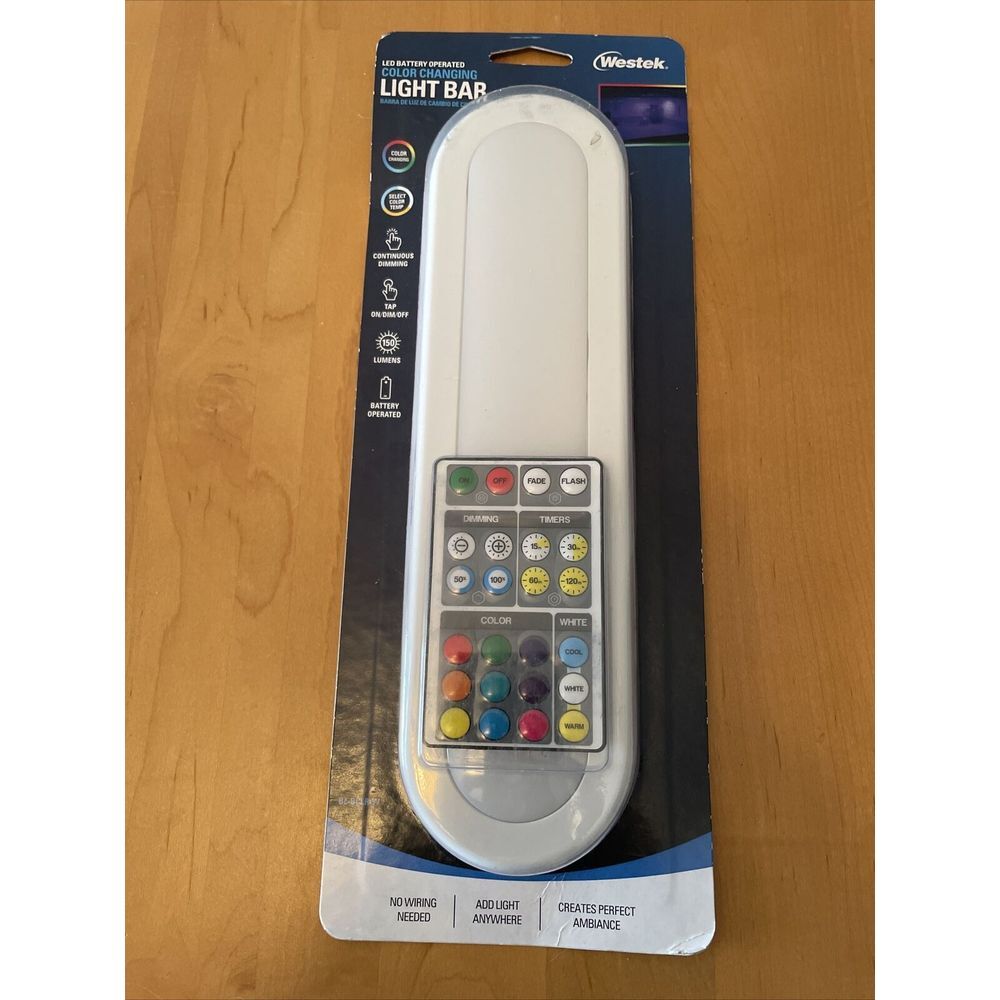 Westek LED Battery Operated, Color Changing Light Bar w Remote (10.19")
